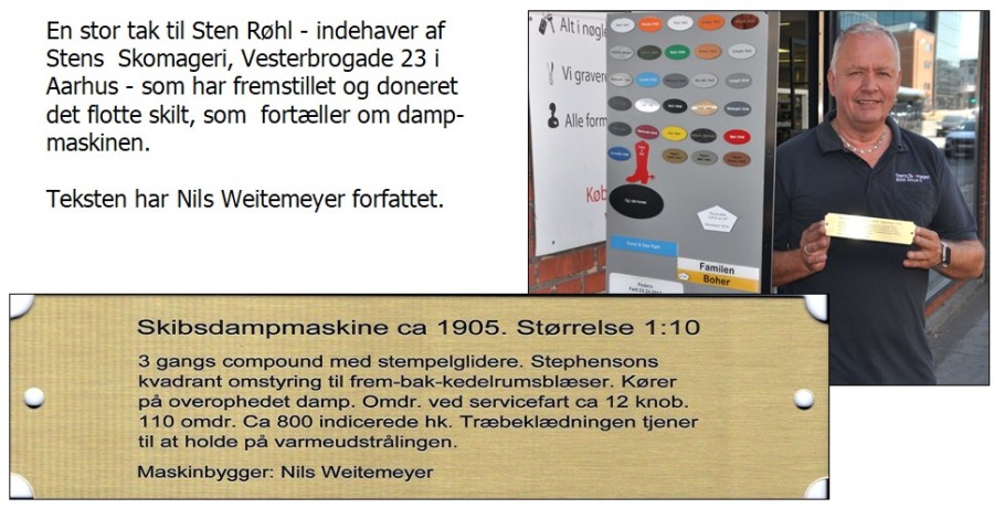 Sten Røhl skilt til dampmaskinemodel